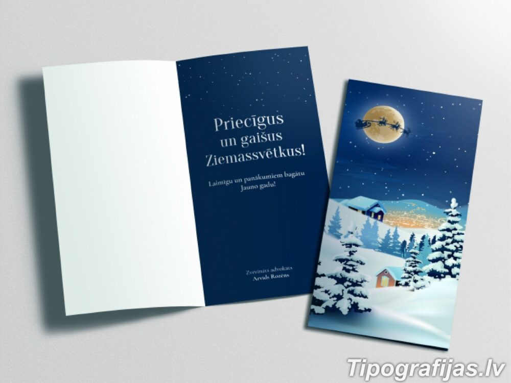 Production and printing of greeting cards and postcards with a design