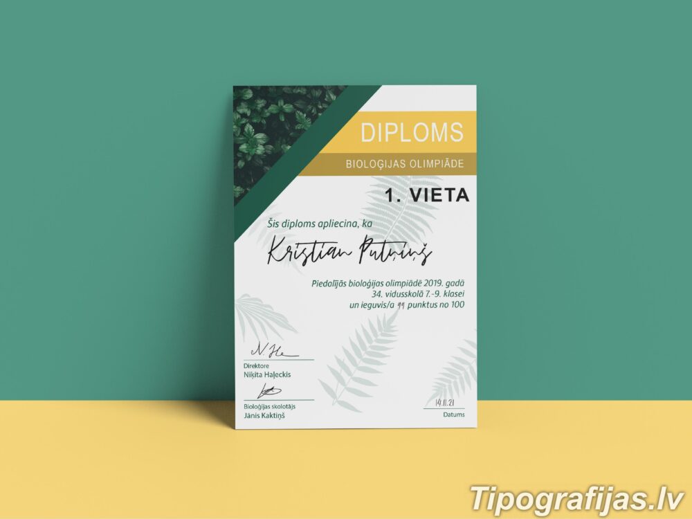 Profesionāla diplomu un sertifikātu dizaina izstrāde un druka