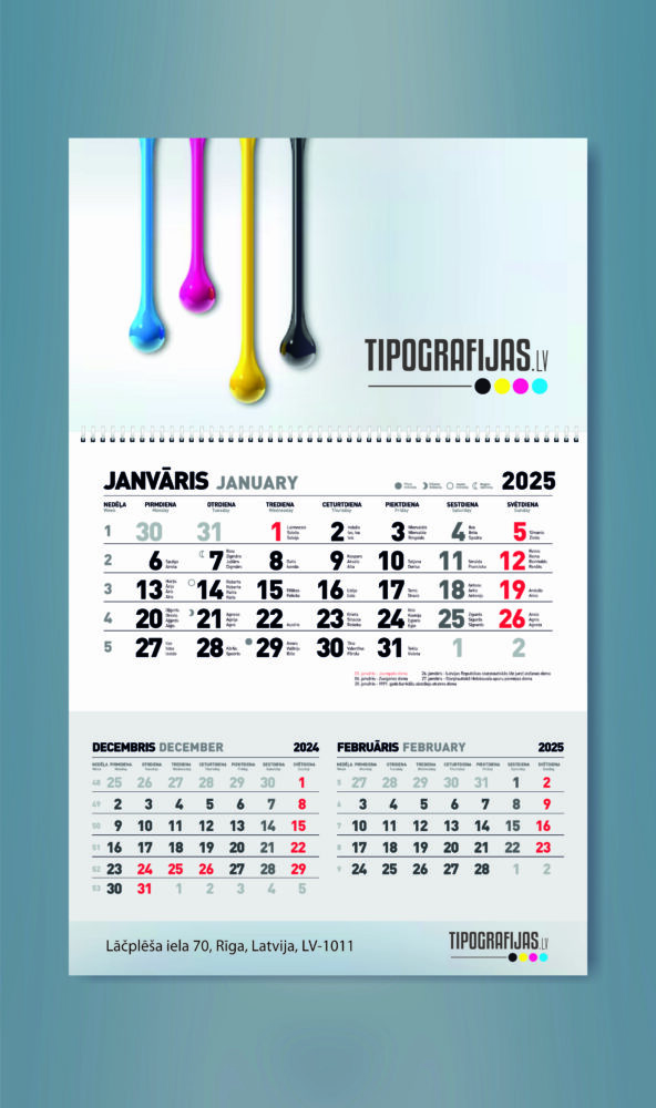 Production and printing of wall calendars with design