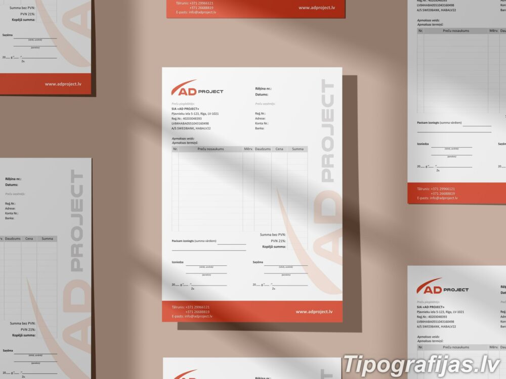 Uzņēmuma veidlapu dizaina izstrāde, izgatavošana un druka