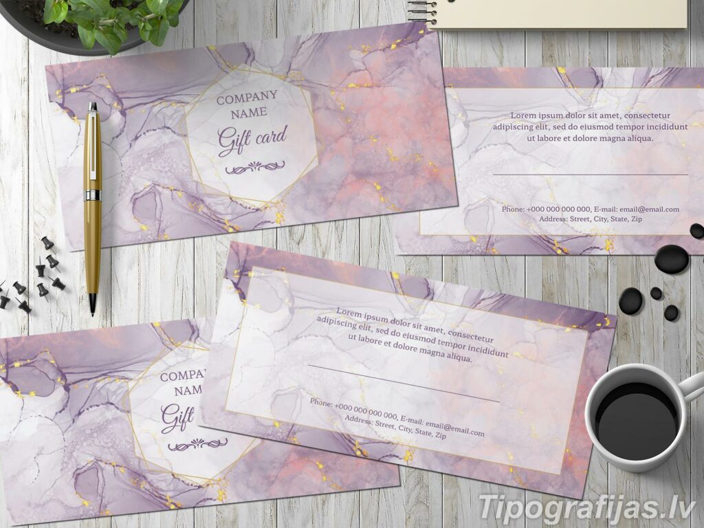 Printing press desinging personalized gift cards. Gift card design development. Gift card sample.