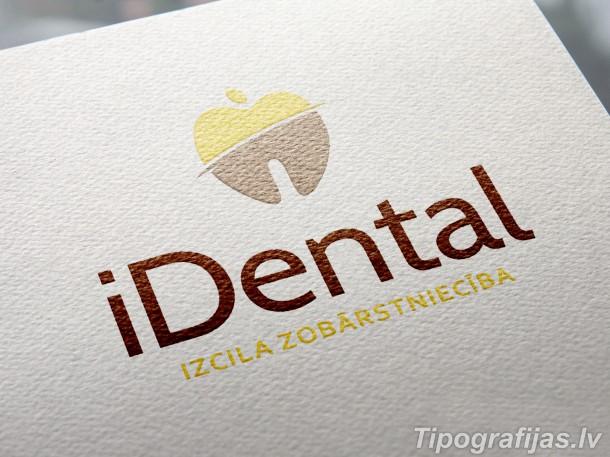 Разработка дизайна логотипа. iDental. Изготовление и печать логотипа. Образец логотипа.