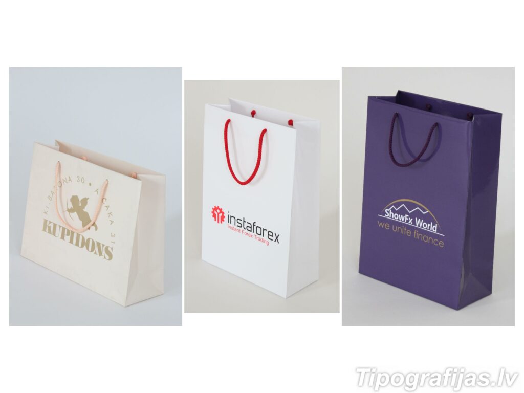 Paper bags - Printing on paper bags, a logo of your company. Paper bag design development. Bag sample.