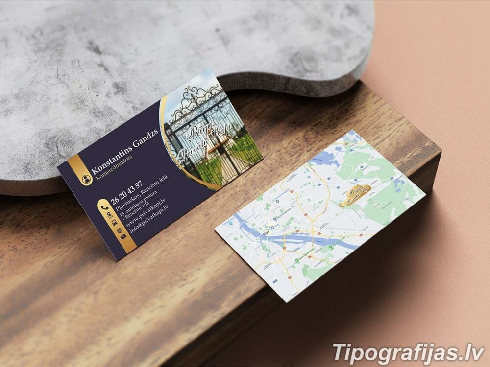 Production and printing of business cards with design