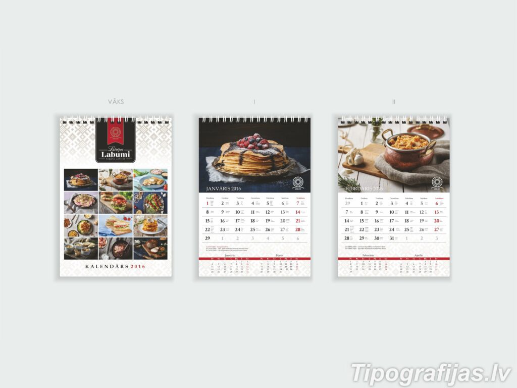 Printing of flip calendars.  Design of flip calendars