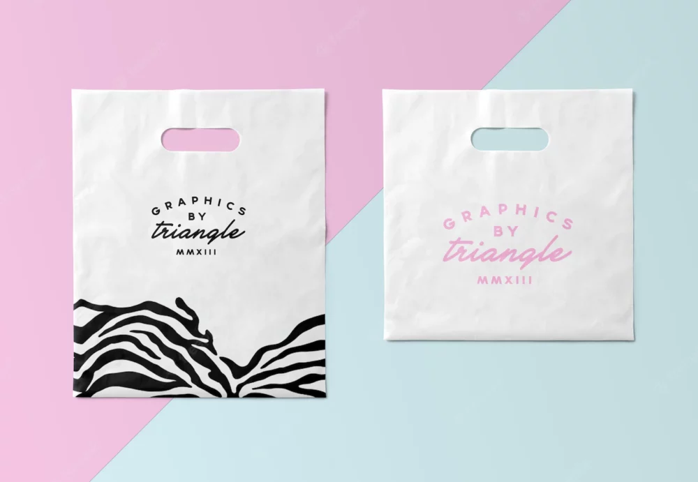 Production and printing of plastic bags with a design